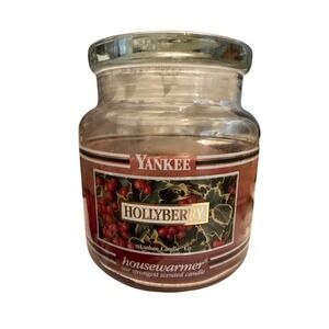 Yankee Candle Black Label Hollyberry Retired 1/2 USED 65-90 Hour Candle